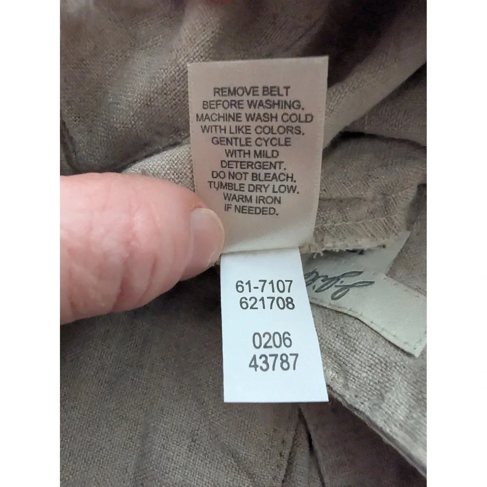 J. Jill Women 12 Oatmeal 100% Linen High‎ Rise Shorts Coastal Neutral Minimalist - Picture 7 of 7